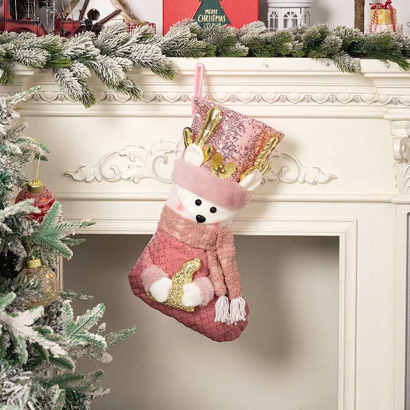 Christmas decoration Christmas pink sequins Christmas socks gift socks - NovaTech