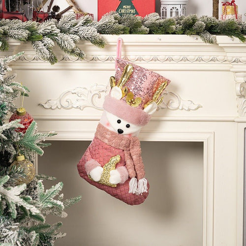 Christmas decoration Christmas pink sequins Christmas socks gift socks - NovaTech