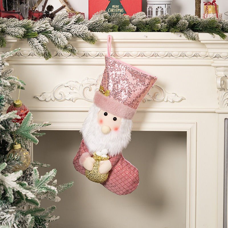 Christmas decoration Christmas pink sequins Christmas socks gift socks - NovaTech