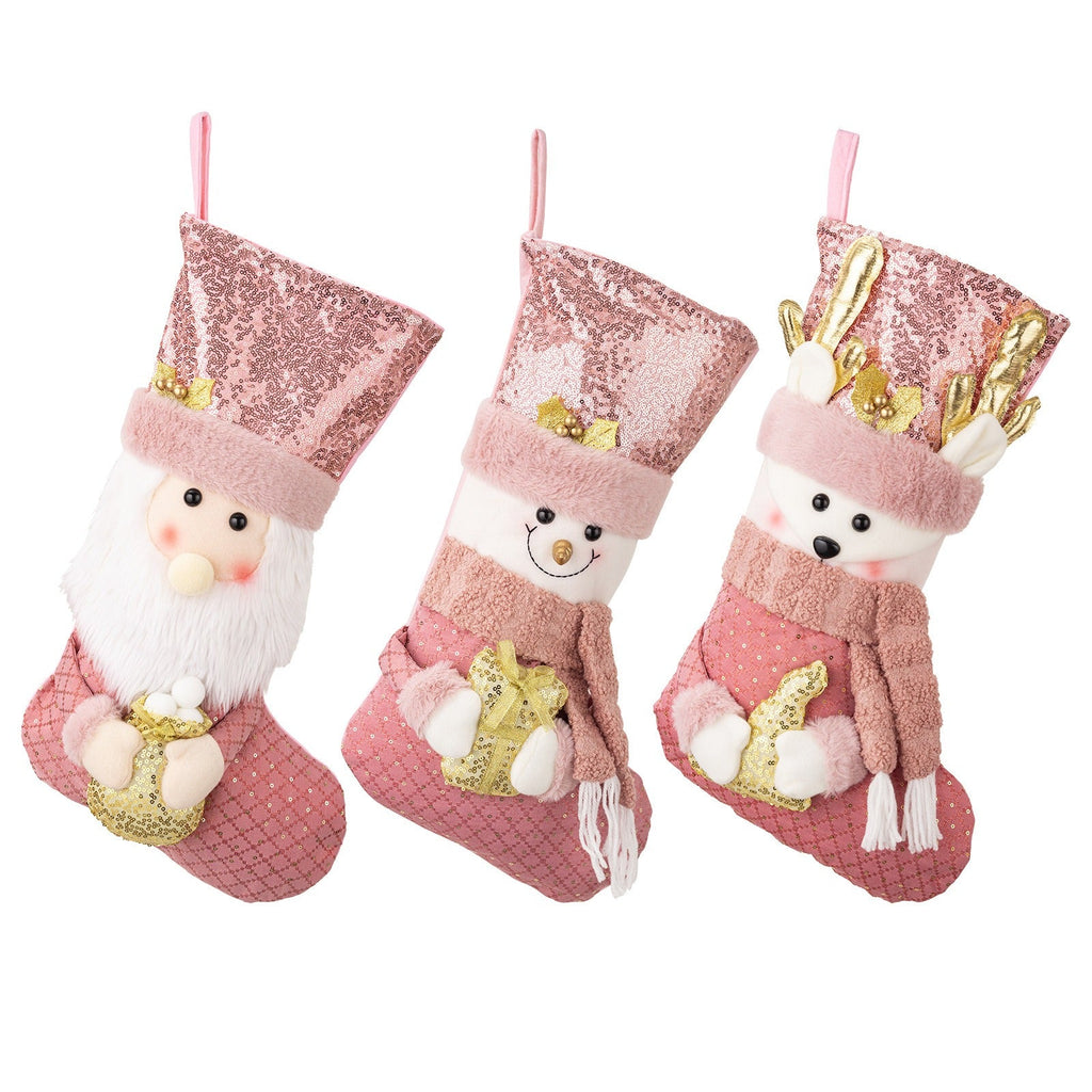 Christmas decoration Christmas pink sequins Christmas socks gift socks - NovaTech
