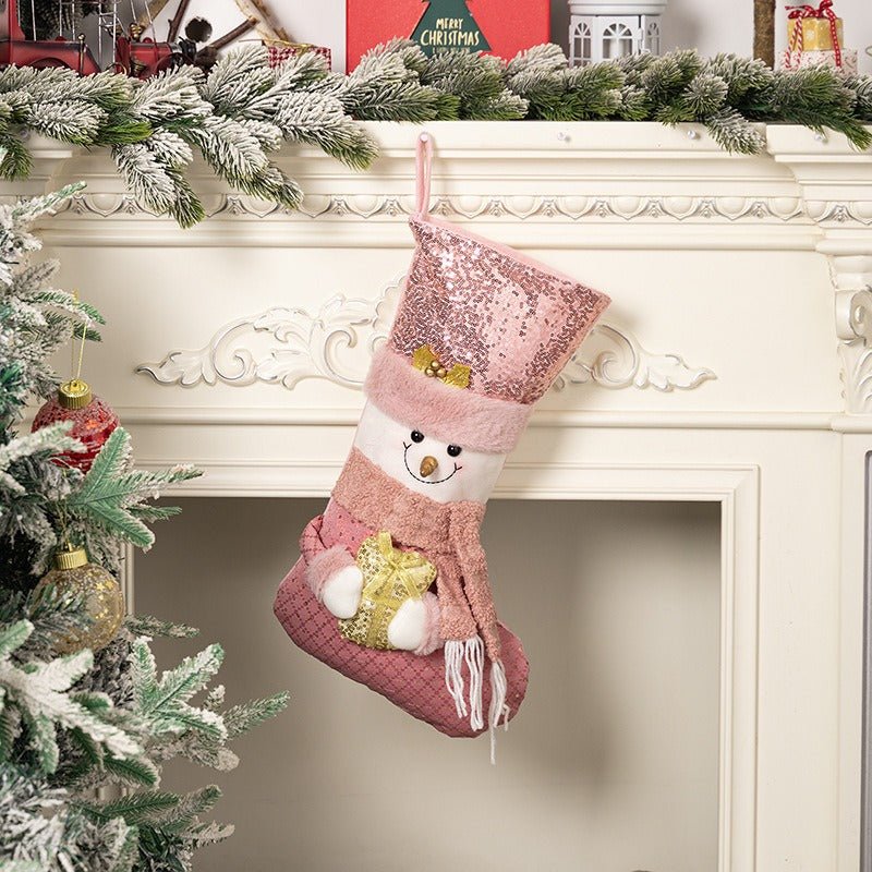 Christmas decoration Christmas pink sequins Christmas socks gift socks - NovaTech