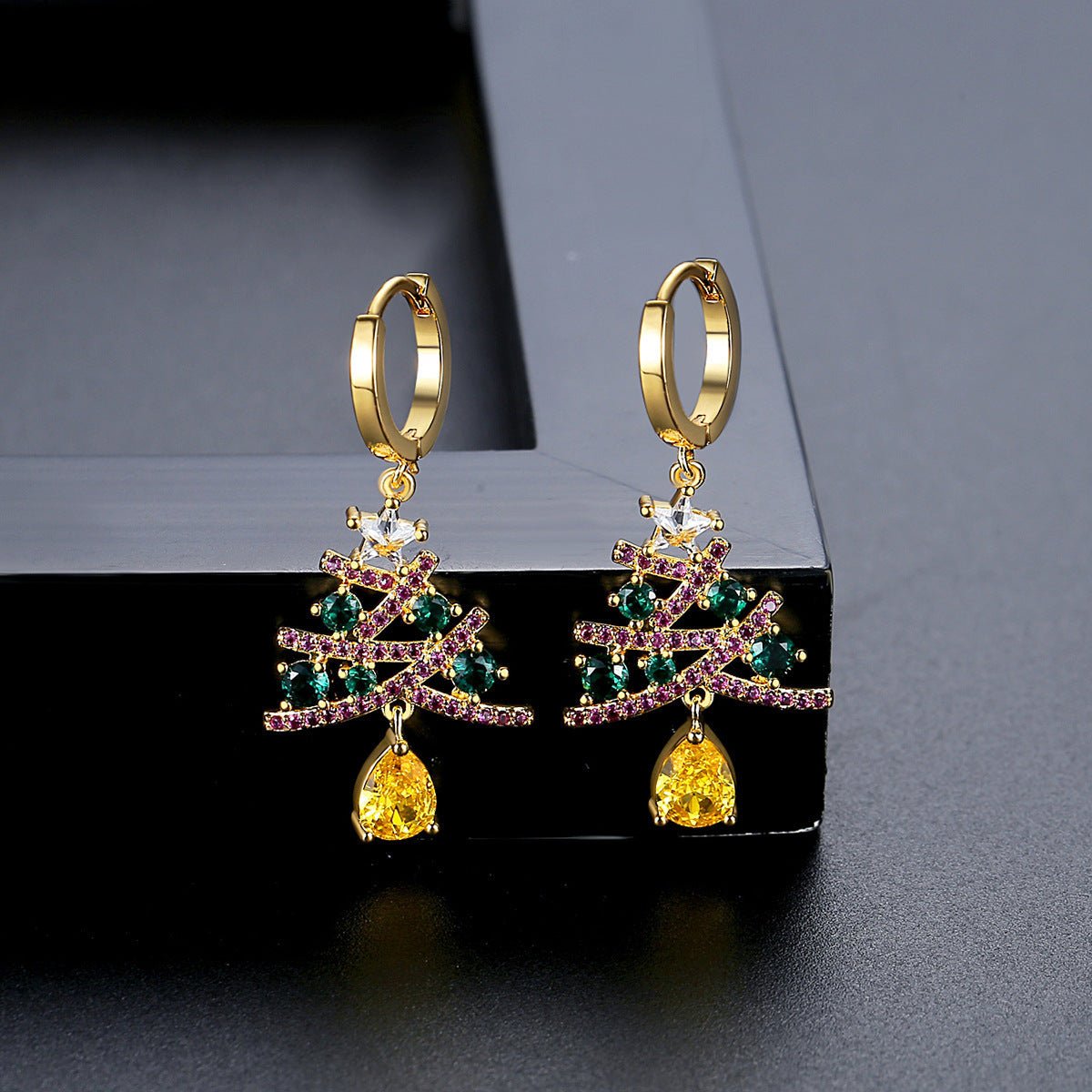 European and American Christmas Series Christmas Tree Zircon Earrings Christmas Earrings - NovaTech
