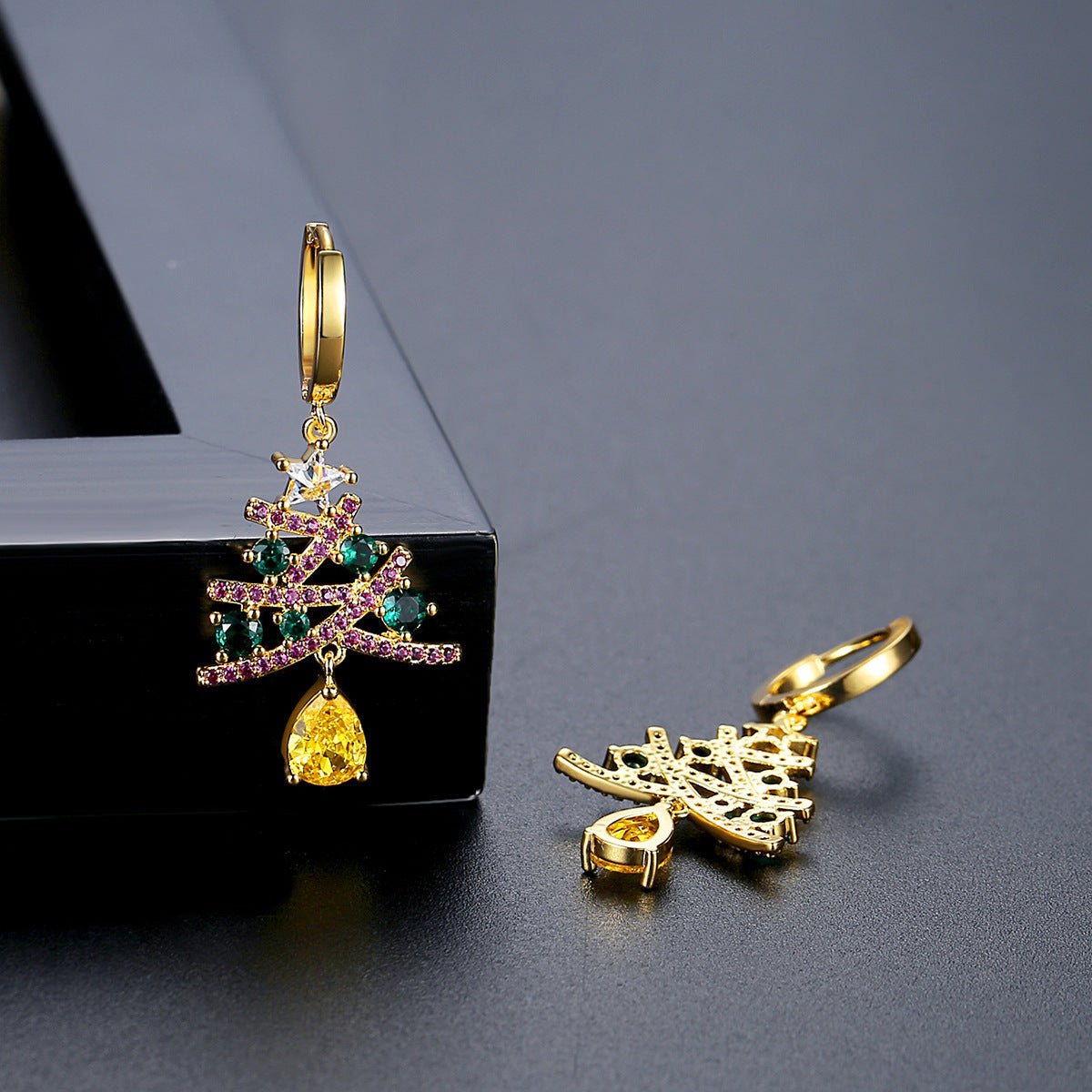 European and American Christmas Series Christmas Tree Zircon Earrings Christmas Earrings - NovaTech