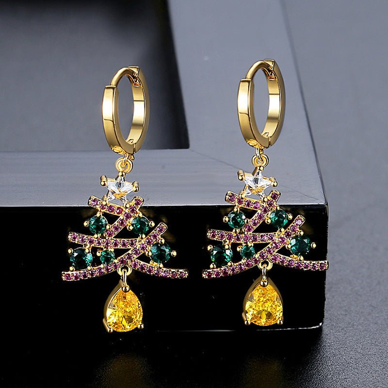 European and American Christmas Series Christmas Tree Zircon Earrings Christmas Earrings - NovaTech