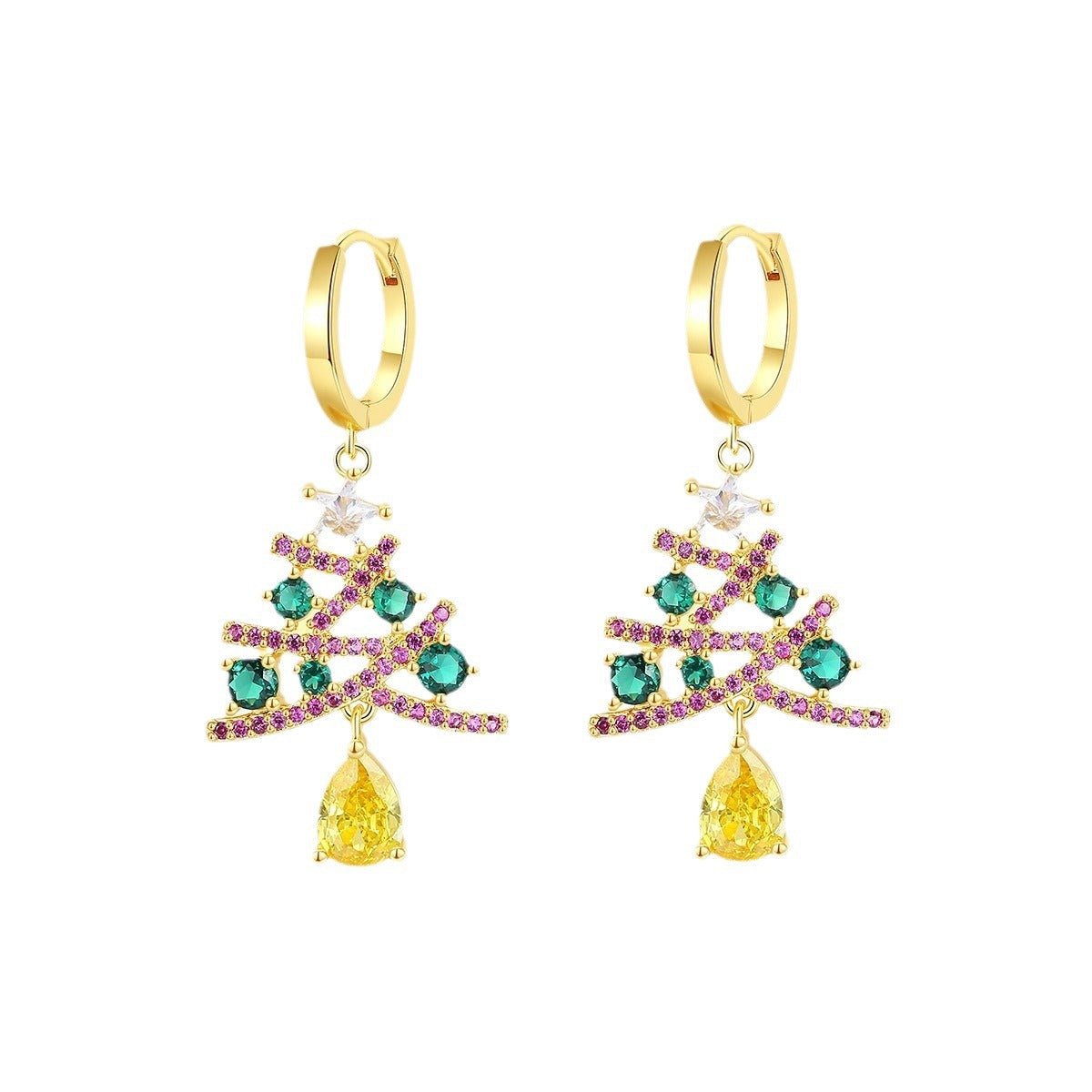 European and American Christmas Series Christmas Tree Zircon Earrings Christmas Earrings - NovaTech