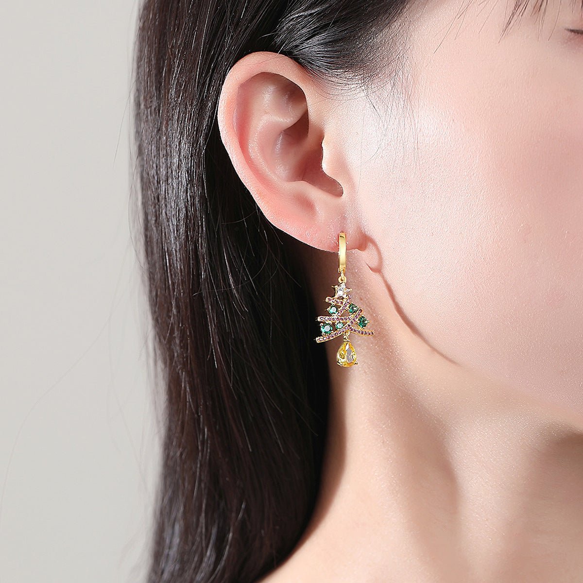 European and American Christmas Series Christmas Tree Zircon Earrings Christmas Earrings - NovaTech