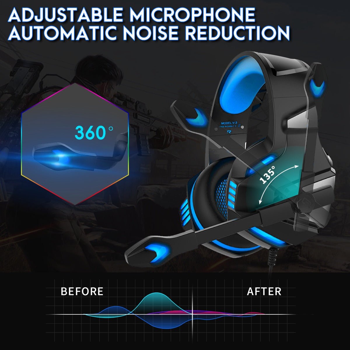 Head mounted gaming headphones RGB headphones wired headphones mobile phones computers subwoofers - NovaTech