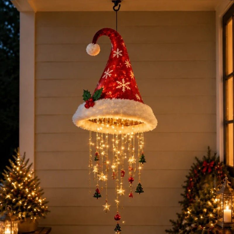Santa Hat Hanging Light - Warm LED Glow - Christmas Gift for Festive Decor Lovers - NovaTech