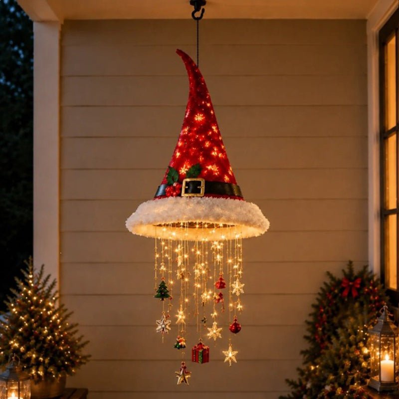 Santa Hat Hanging Light - Warm LED Glow - Christmas Gift for Festive Decor Lovers - NovaTech