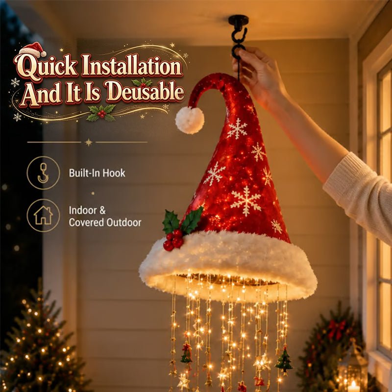 Santa Hat Hanging Light - Warm LED Glow - Christmas Gift for Festive Decor Lovers - NovaTech