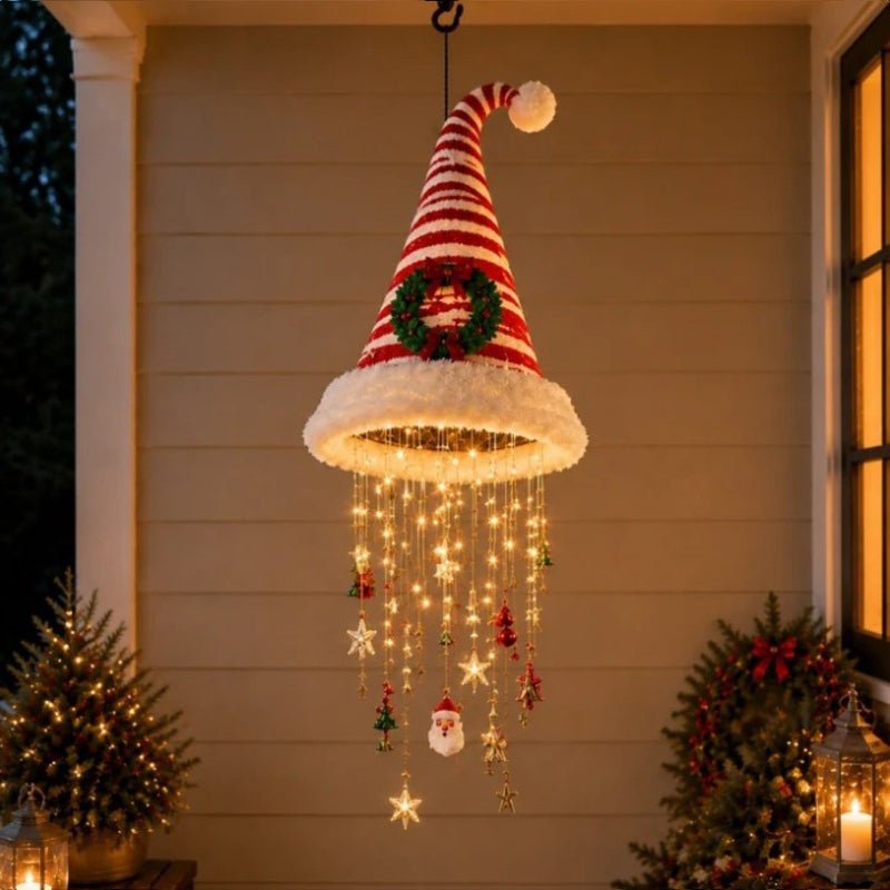 Santa Hat Hanging Light - Warm LED Glow - Christmas Gift for Festive Decor Lovers - NovaTech