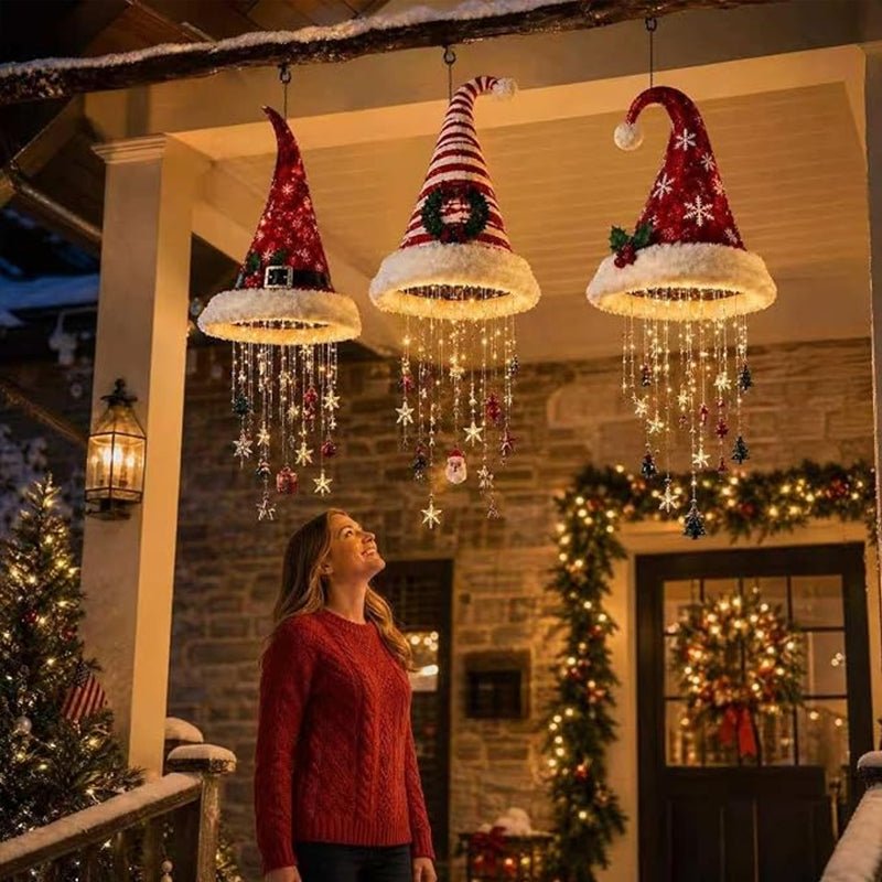 Santa Hat Hanging Light - Warm LED Glow - Christmas Gift for Festive Decor Lovers - NovaTech