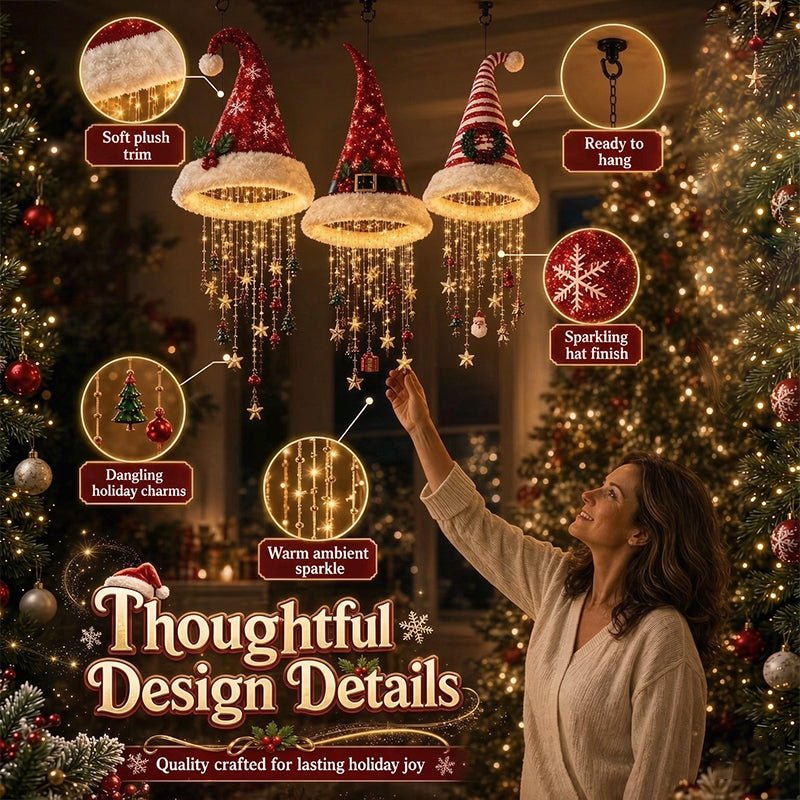 Santa Hat Hanging Light - Warm LED Glow - Christmas Gift for Festive Decor Lovers - NovaTech
