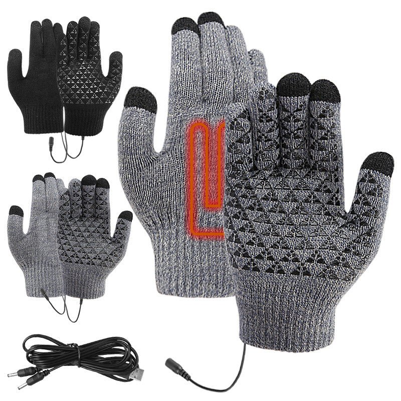 Thick heating electric gloves USB heating electric knitted warm gloves - NovaTech