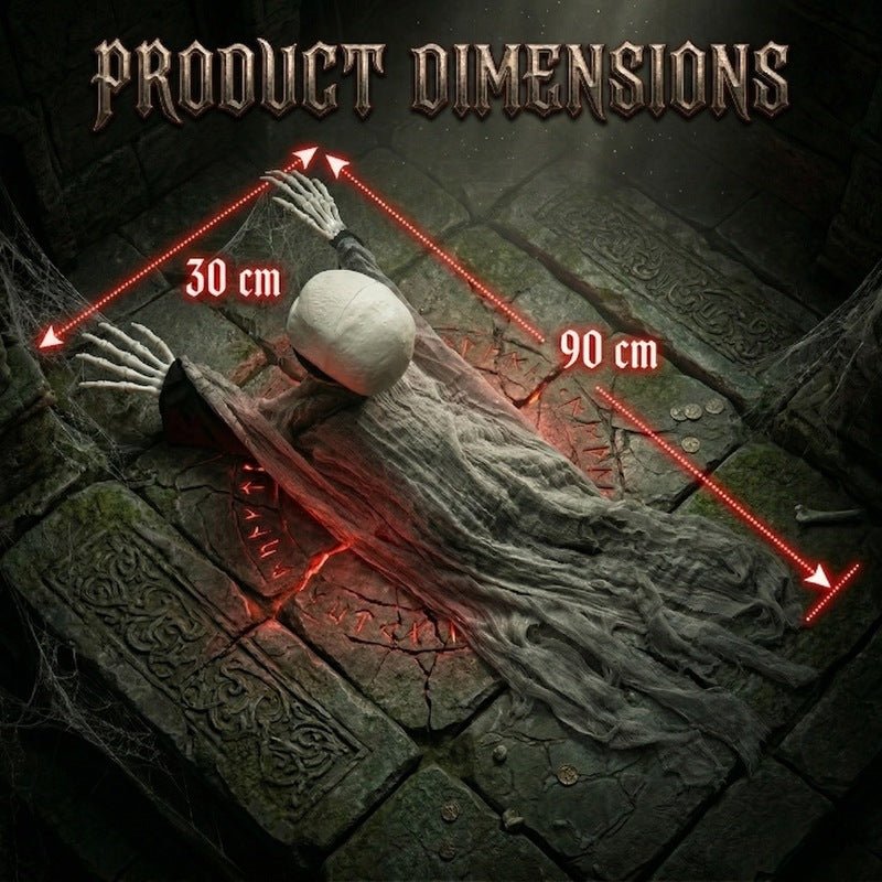 Voice Control Halloween Ghost – Glowing Red Eyes, Auto-Moving Hands, Foldable Bloody Zombie Screamer, Animatronic Decor - NovaTech