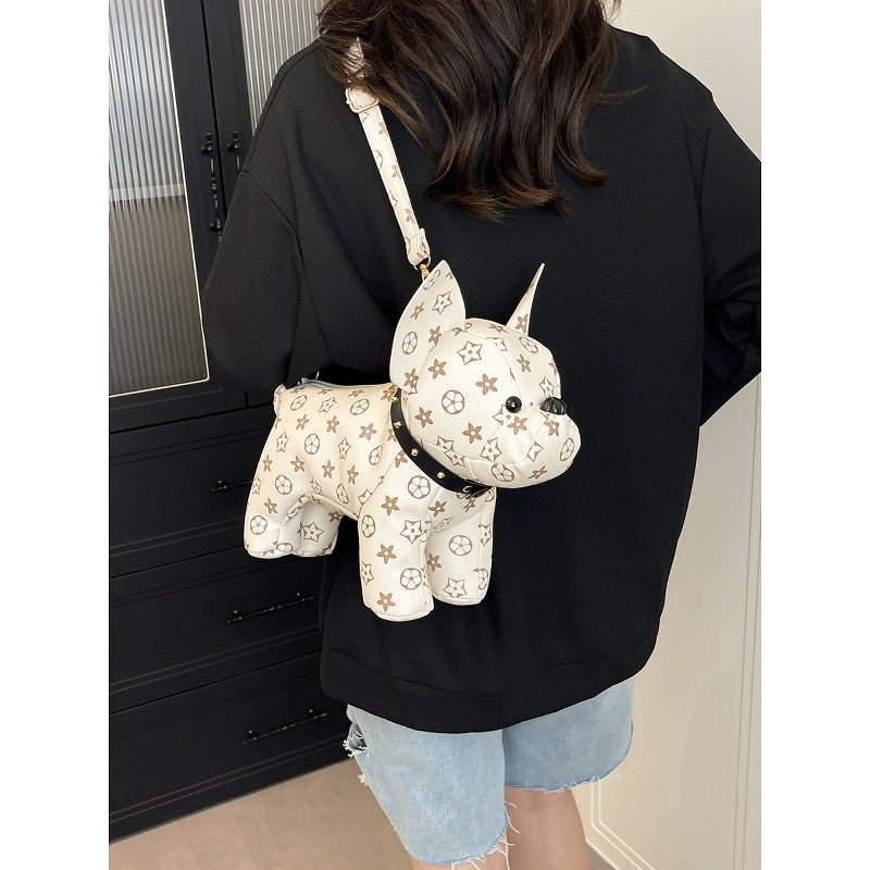 Women's Exquisite Cartoon French Bulldog Print Creative Color Block Small Square Bag Artsy Single Shoulder Crossbody Handbag - NovaTech
