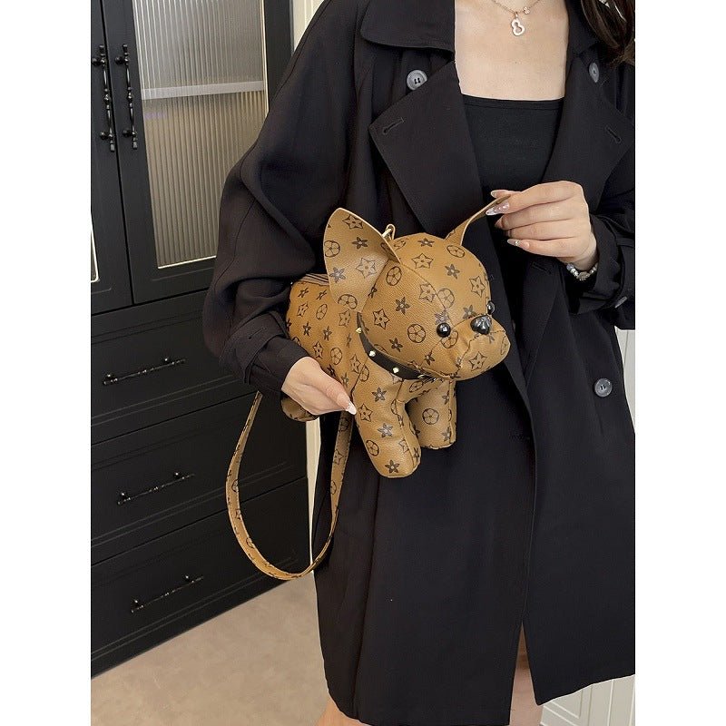 Women's Exquisite Cartoon French Bulldog Print Creative Color Block Small Square Bag Artsy Single Shoulder Crossbody Handbag - NovaTech